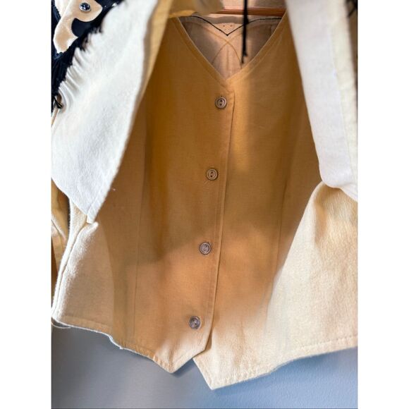 1849 Authentic Ranchwear Womens M Fringe Trim Western Jacket Beige Black Cowgirl - Picture 4 of 13